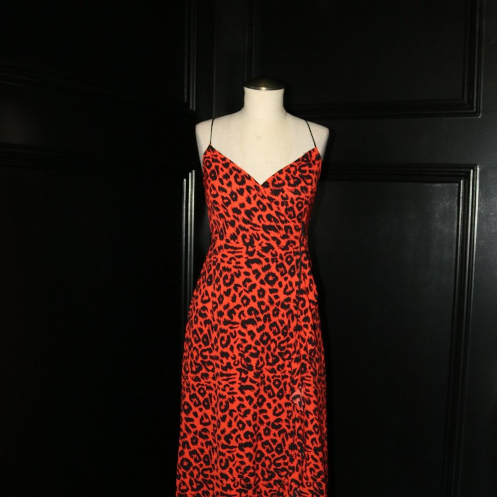 TOPSHOP Leopard Print Ruffle Slip Dress
